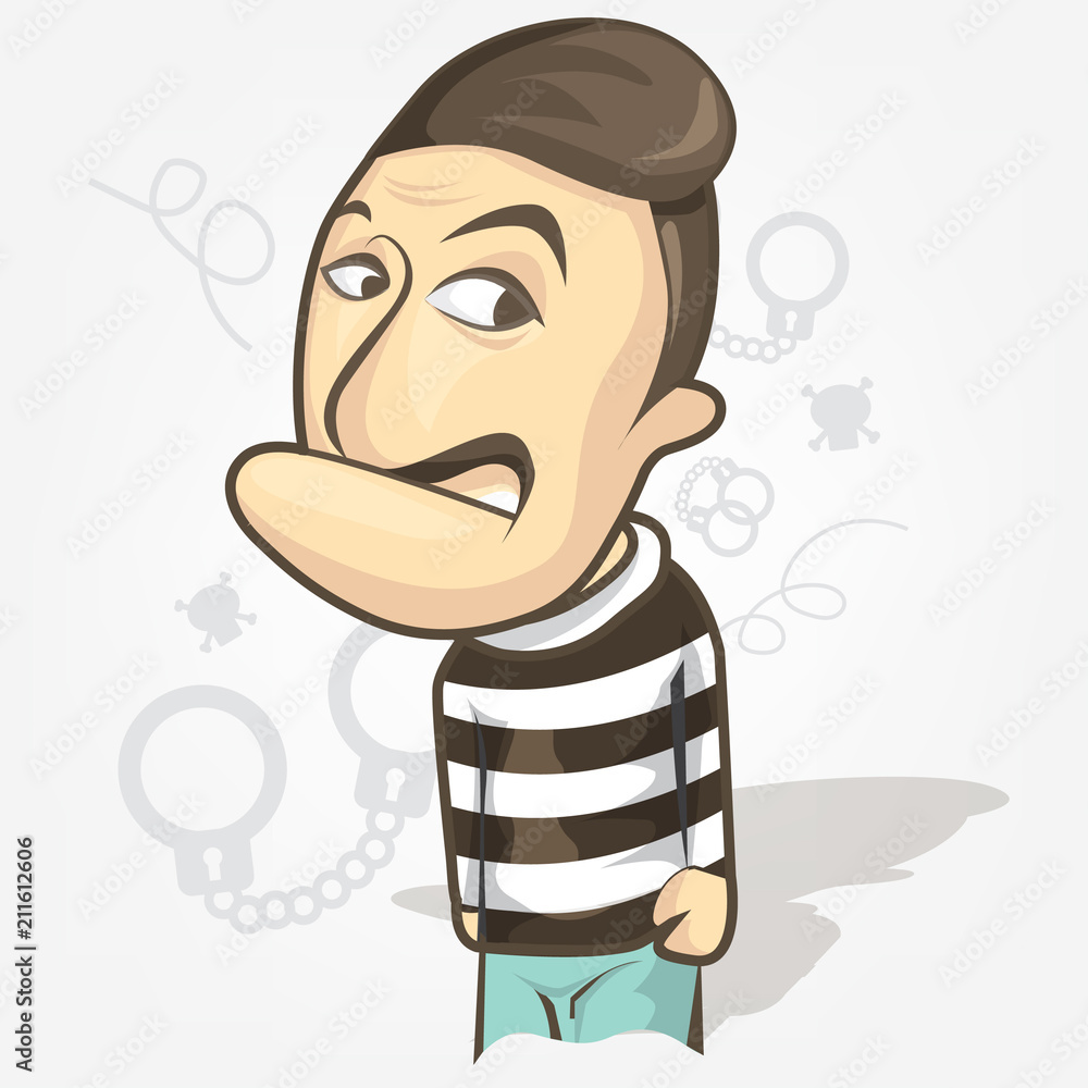 Male crooks with uniform prisoners. Cartoon illustration style Male crooks with uniform prisoners. Cartoon illustration style