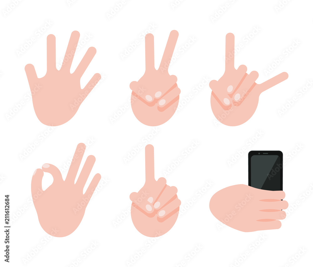 Fototapeta premium Various Gesture Collection, Vector Illustration