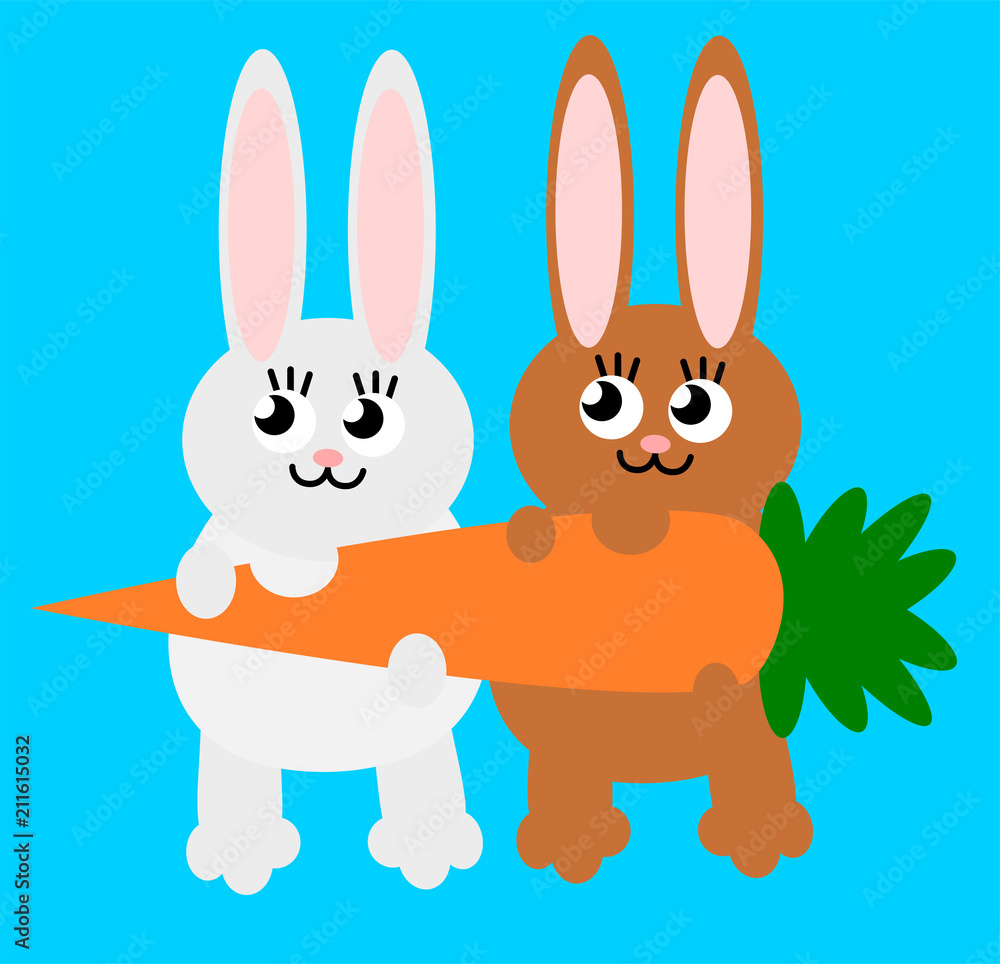 Obraz premium Illustration of a cute couple of bunnies