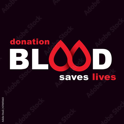 Donate blood inscription isolated on white. Save life conceptual graphic illustration. Medical care symbol.