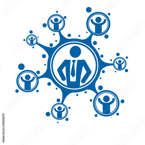 Social Leader conceptual logo, unique vector symbol.