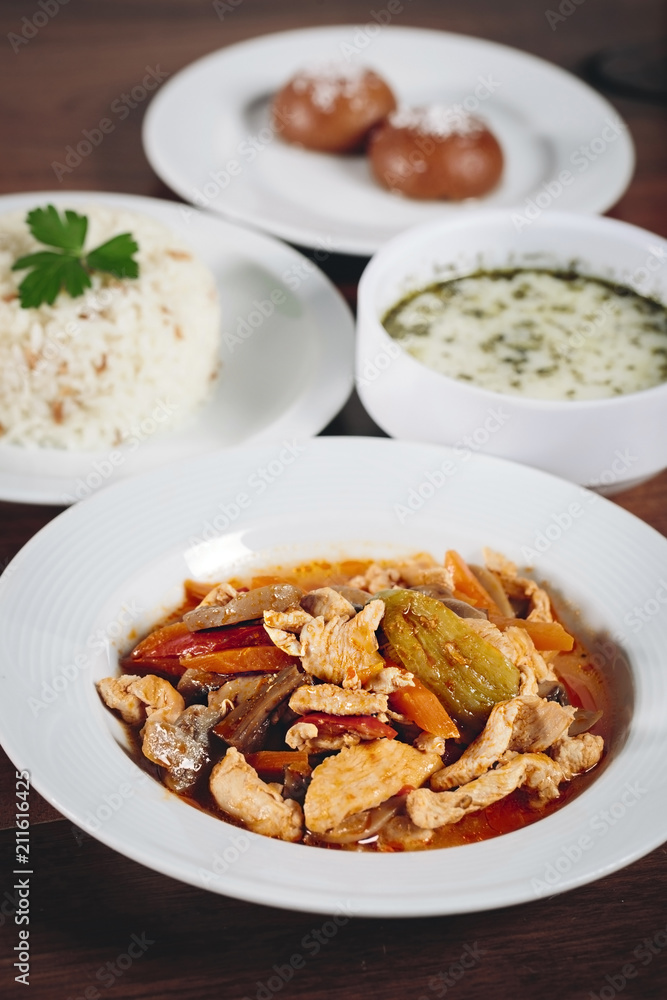 Pilau rice with meat and carrot turkish food Pilau rice with meat and carrot turkish food