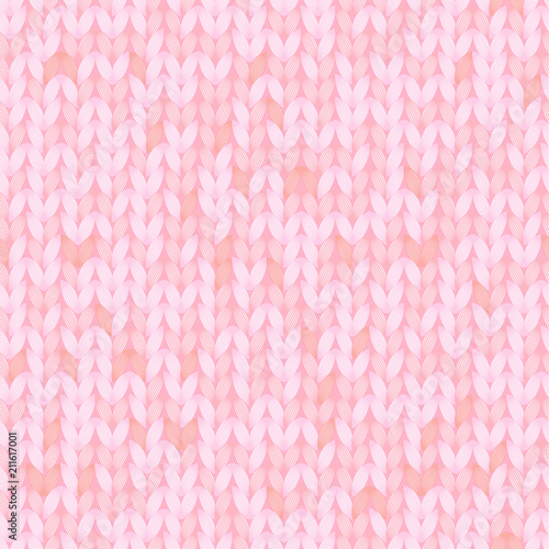 Pink melange knitted fabric seamless pattern, vector