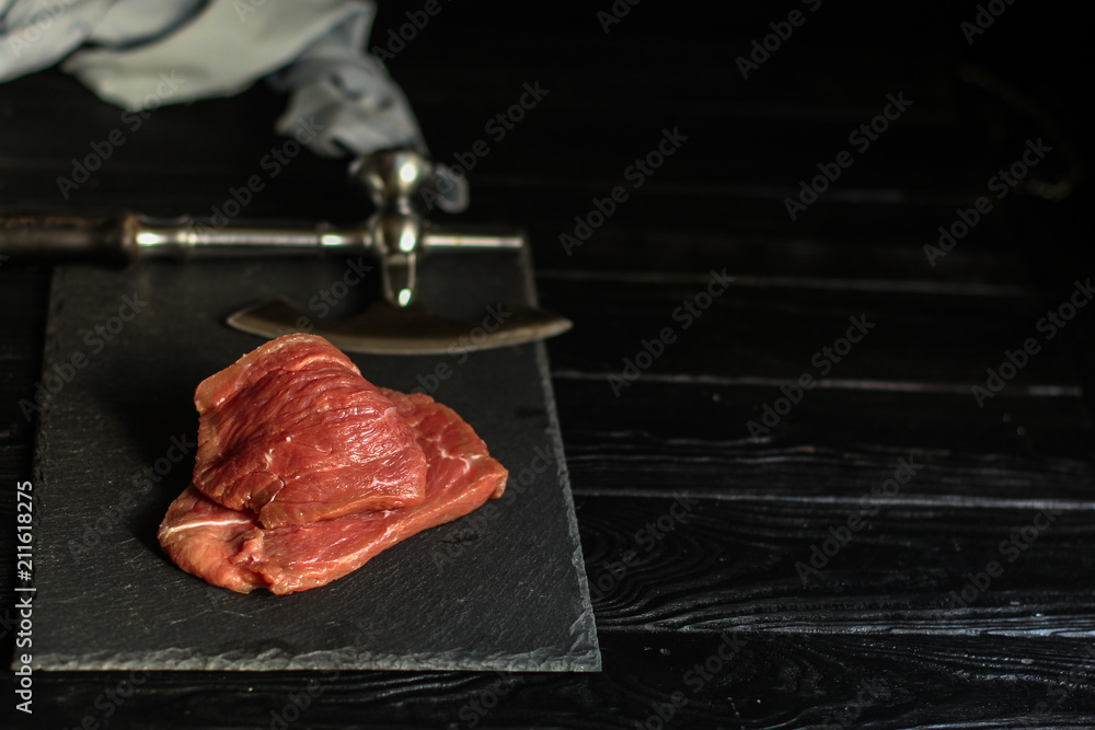 raw meat (piece) - natural meat. food background