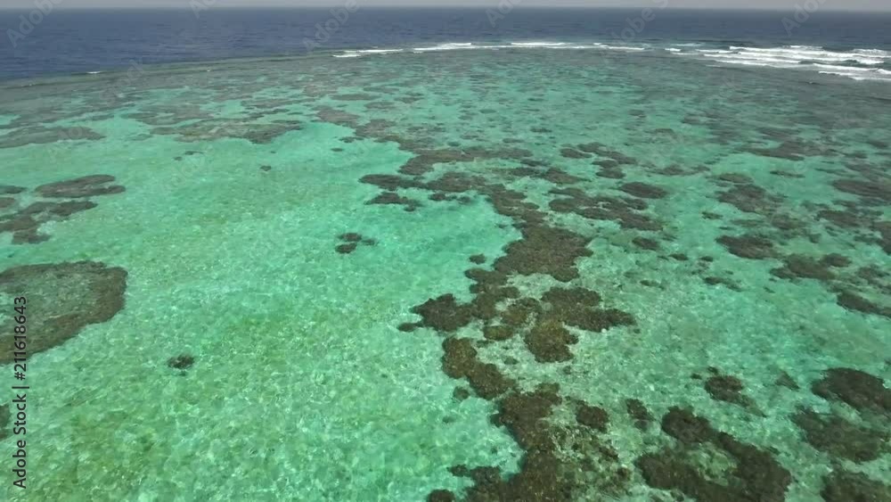 Flight over of coral reef, ocean, sea Flight over of coral reef, ocean, sea