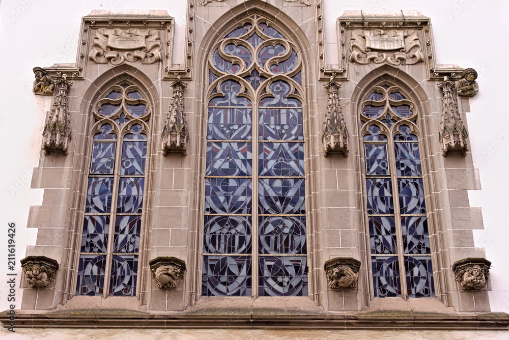 Historic, gothic window in Trier, Germany.