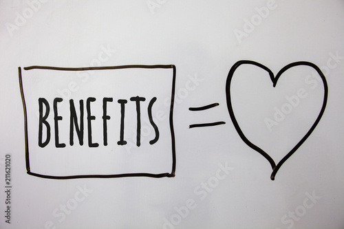 Billede på lærred Conceptual hand writing showing Benefits