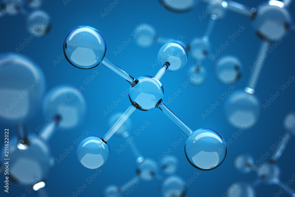 Glass Molecule Blue Science Background Glass Molecule Blue Science Background