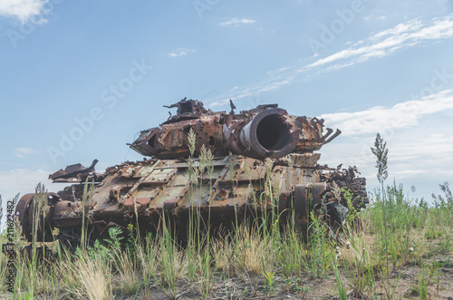 military tank, artillery, tracked, in the field