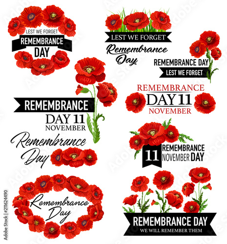 Poppy flower memorial wreath for Remembrance Day