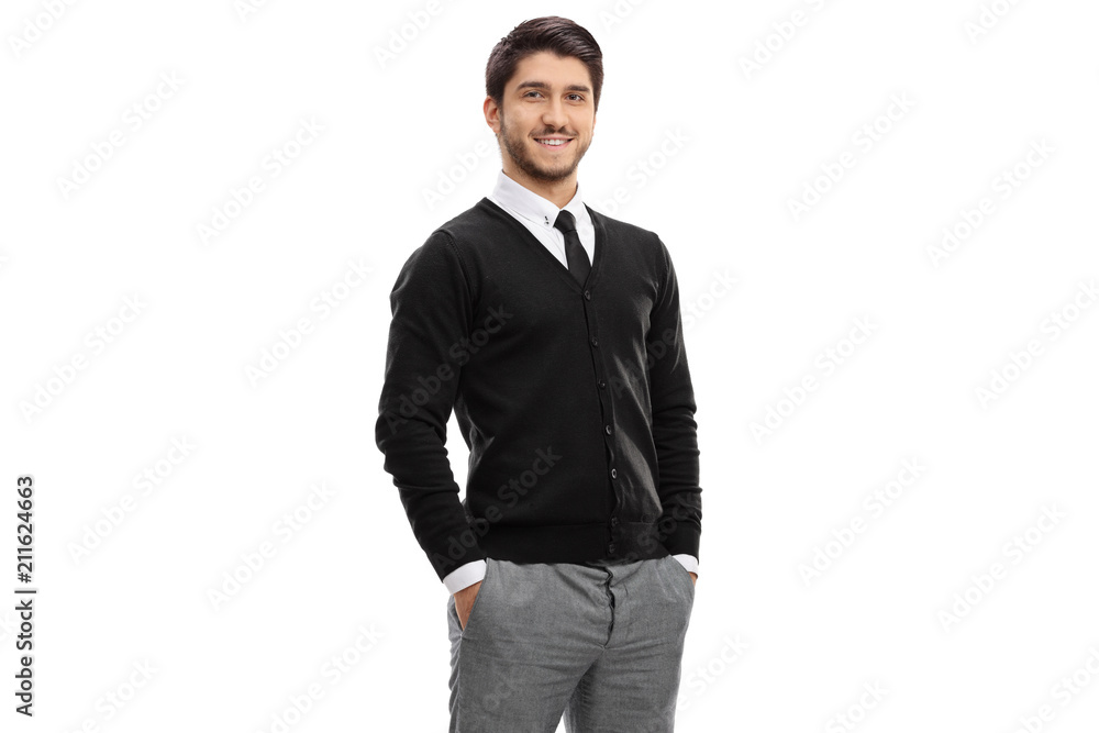Elegant young man looking at the camera and smiling Elegant young man looking at the camera and smiling