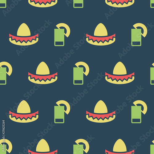Mexican hat and tequila pattern