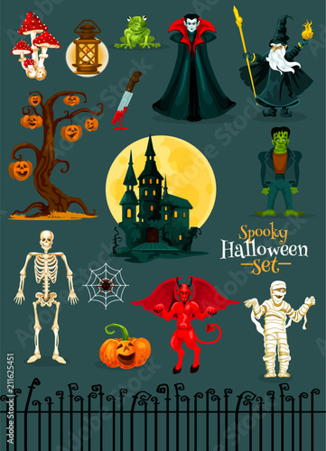 Halloween monster character, horror holiday design