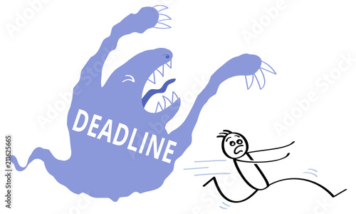 Deadline, Stress, Termindruck, Schreckgespenst, Druck, Prokrastination, Monster jagt Strichmännchen