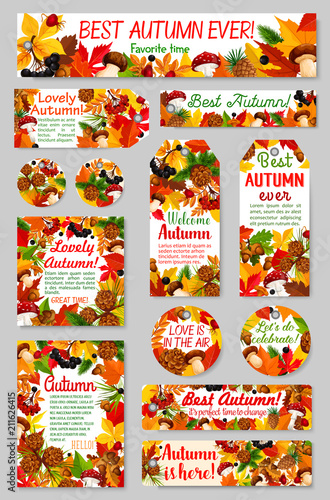 Autumn nature tag and label set for sale design