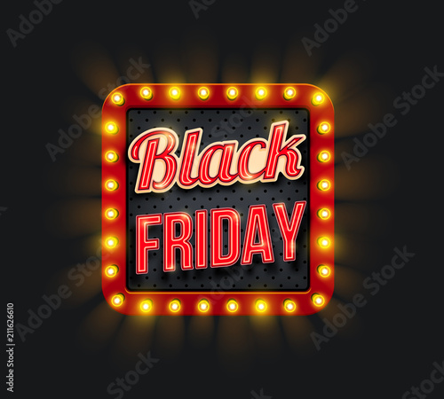 Black Friday sale promo banner with light frame