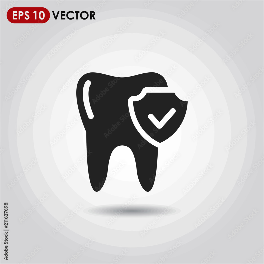 tooth single vector icon on light background tooth single vector icon on light background