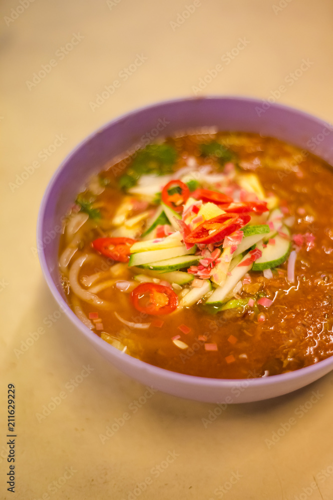 Malaysian Penang Laksa spicy soup Malaysian Penang Laksa spicy soup