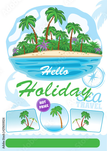    Travel Agency Flyer Template
Travel agency flyer design, Exotic Travel banner, beach holiday vector template, touristic company advertisement
