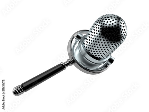 Radio microphone with magnifying glass