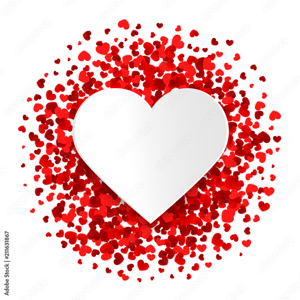 Valentine romantic background template, red hearts, vector illustration Valentine romantic background template, red hearts, vector illustration