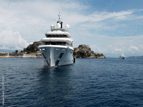 super yacht at anchor in corfu 