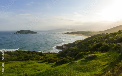 A view of Barra de Ibiraquera beach in Imbituba, Brazil