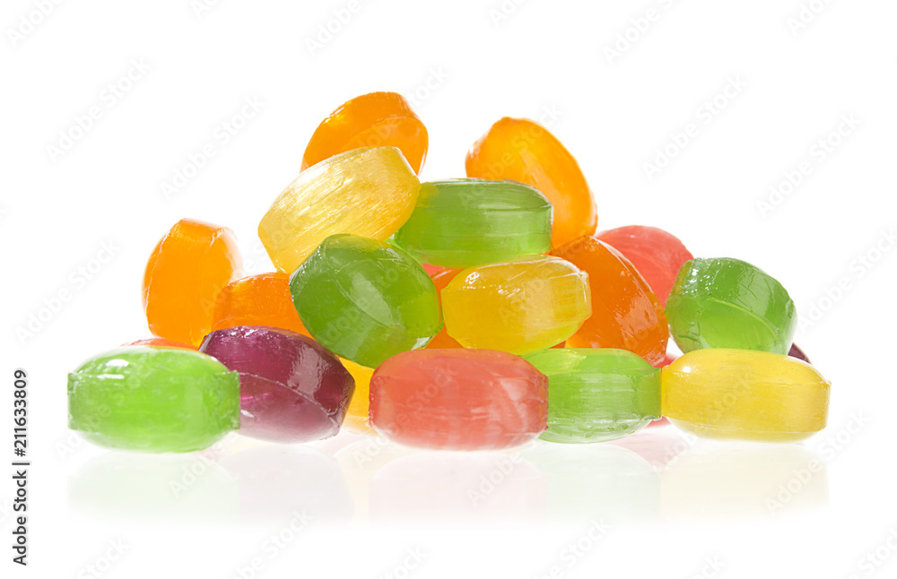 Heap of colorful candies isolated on white background. Heap of colorful candies isolated on white background.