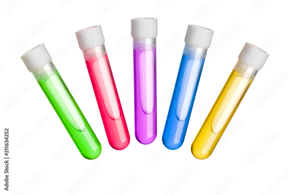 a tube with a stopper and a colored liquid inside isolated on white a tube with a stopper and a colored liquid inside isolated on white