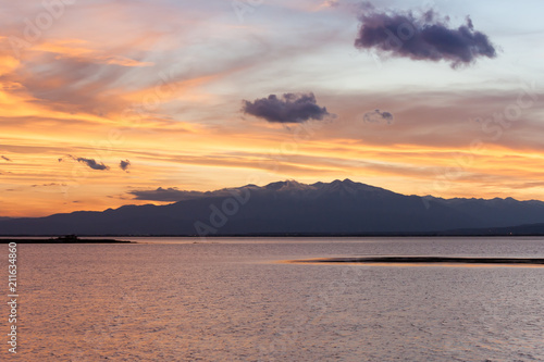 Coucher de soleil sur l'étang de Leucate