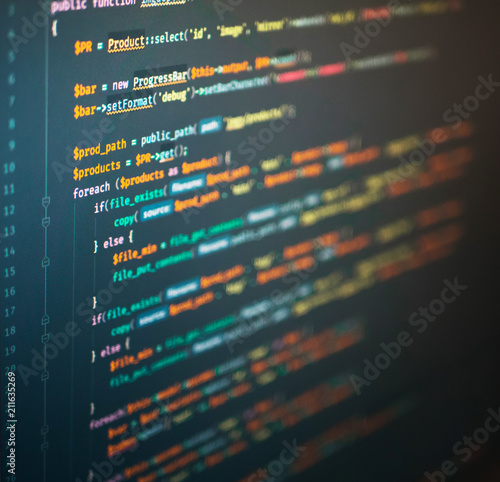 Wallpaper Mural Computer engineering of web site in the code editor Torontodigital.ca