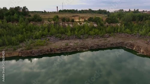 Beautiful view from a road going through the beautiful lake and forest
