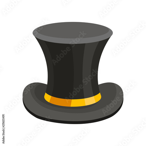 Black top hat, classic cylinder vector Illustration on a white background