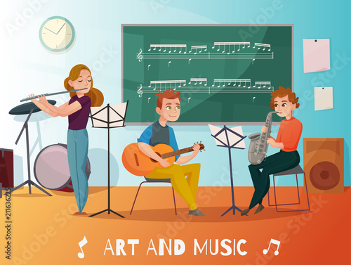 Music Lesson Cartoon Illustration