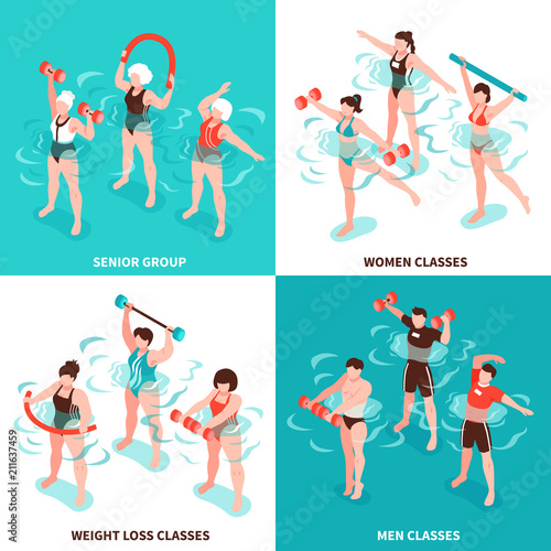 Aqua Aerobics Isometric Concept