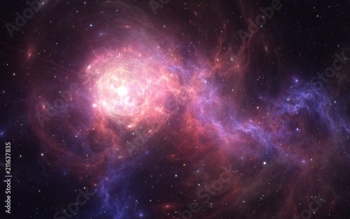 Fototapeta Naklejka Na Ścianę i Meble -  Expanding giant star flying through deep space.