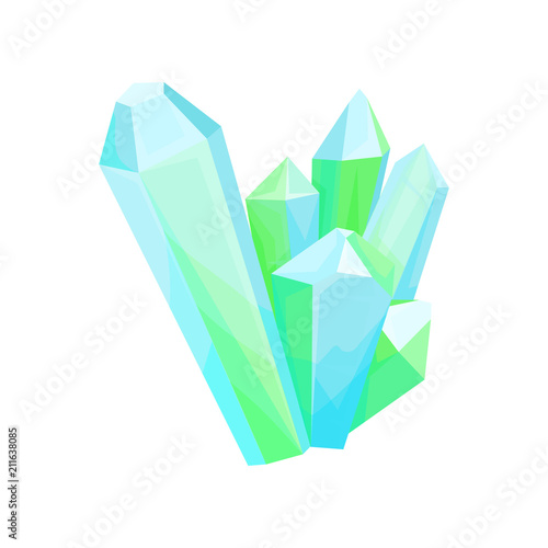 Mineral crystalic precious stones, crystal gems vector Illustration on a white background photo