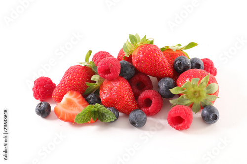 berries fruits on white background