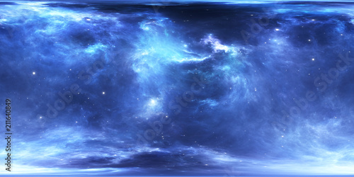 Fototapeta Naklejka Na Ścianę i Meble -  Space nebula with stars. Virtual reality environment 360 HDRI map. Universe equirectangular projection, spherical panorama.