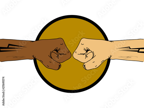 Unite colours double fist hand drawn