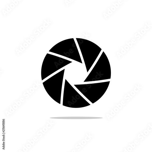 Black isolated symbol of camera lens shutter diaphragm aperture.