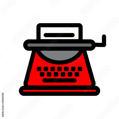 Typewriter vector  icon, colorful pictogram isolated on white.