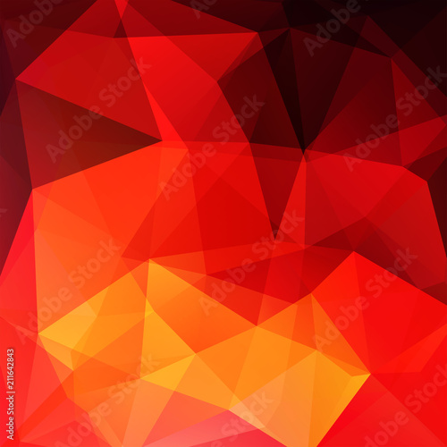 Abstract mosaic background. Triangle geometric background. Design elements. Vector illustration. Red  orange colors.