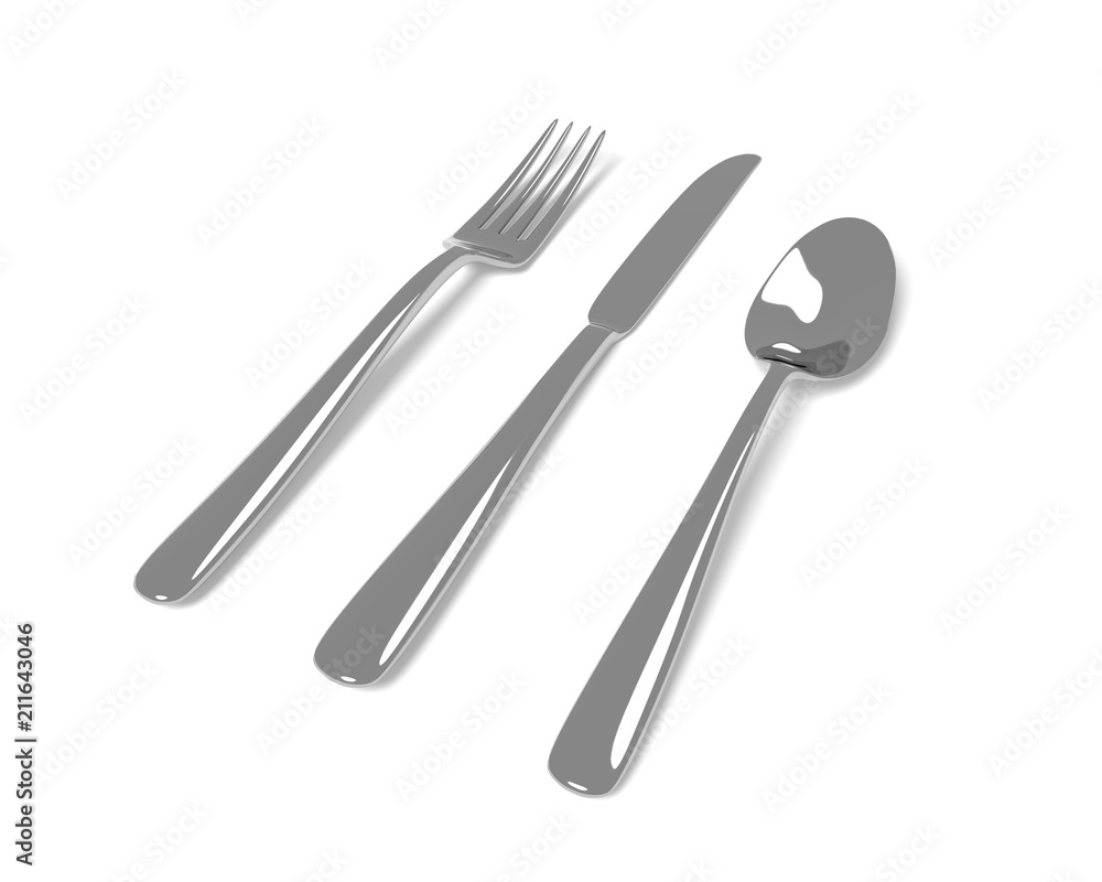 Fork, knife and spoon isolated on white Fork, knife and spoon isolated on white
