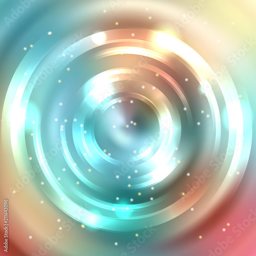 Abstract pastel-colored background, Shining circle tunnel. Elegant modern geometric wallpaper. Vector illustration. Blue, beige, white colors.