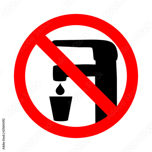 Not drinking water vector sign isolated on white background