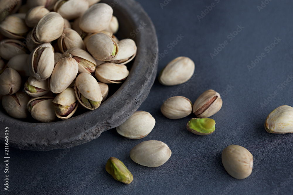 Bowl of Green Shelled Pistachio Nuts