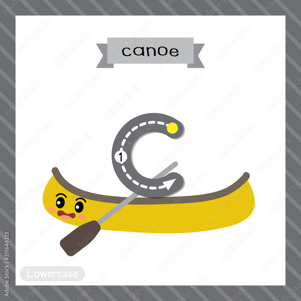 Letter C lowercase cute children colorful transportations ABC alphabet