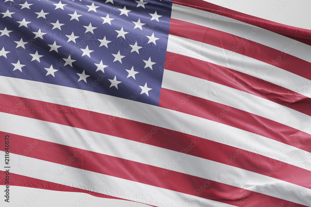 Naklejka premium Isolated United State of America Flag waving 3d Realistic fabric