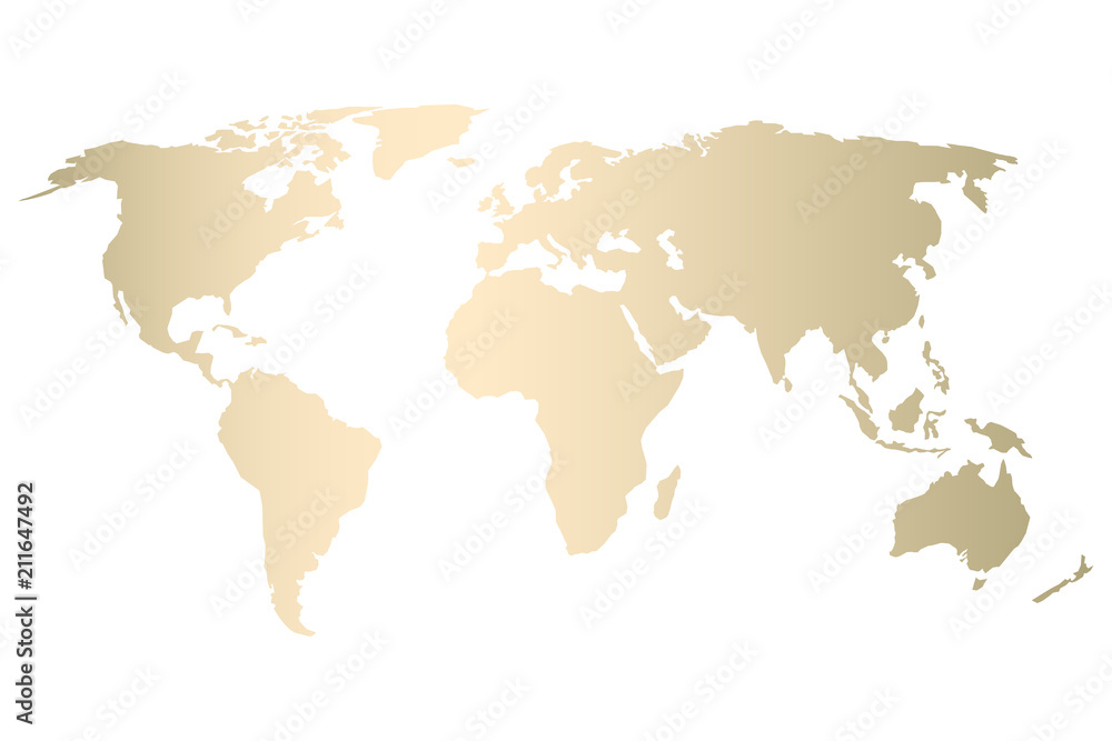 Modern gold world map design . Vector Trendy design